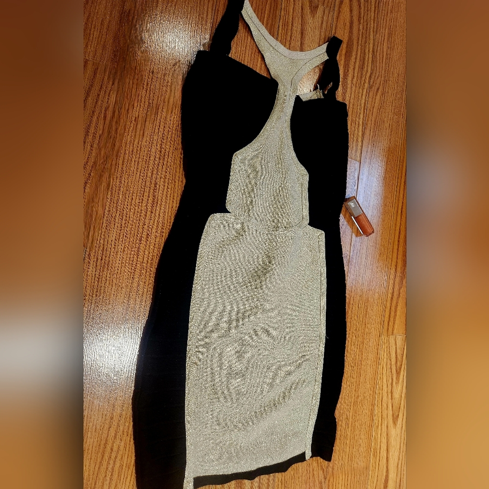 Sparkling champagne fitted dress - Small